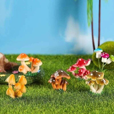 Cute Resin Mushroom Sculpture Fairy Garden Mini Ornaments Mu