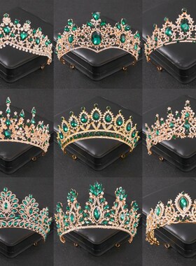 Baroque Green Crystal Tiaras And Crowns Rhinestone Prom Brid