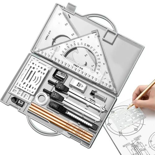 Drafting Kit Geometry Drawing Tools Set Triangle Ruler Compa