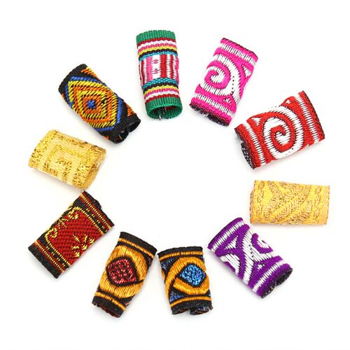 10Pcs/Lot Hiphop Embroidery Fabric Hair Braid Dread Dreadloc