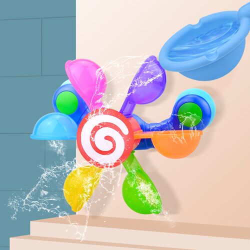 Baby Bath Toys Colorful Waterwheel Bathing Sucker Bathtub Wa