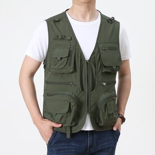 Mens Mesh Multi-pocket Vest Thin Vest Outdoor Fishing Leisu