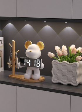 创意暴力熊玄关摆件家居饰品客厅电视柜装饰桌面摆设电子数字时钟