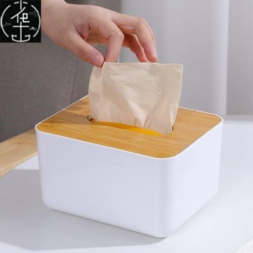 tissue box room paper storage napkin holder 收纳竹盖纸巾盒