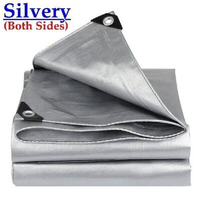 0.32mm 2 Sides Silvery PE Tarpaulin Garden Cover Rainproof