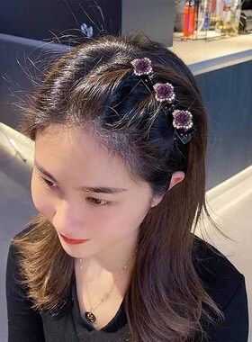 New Bling Crystal Braided Hair Clips Fashion 4 Leaves Duckbi