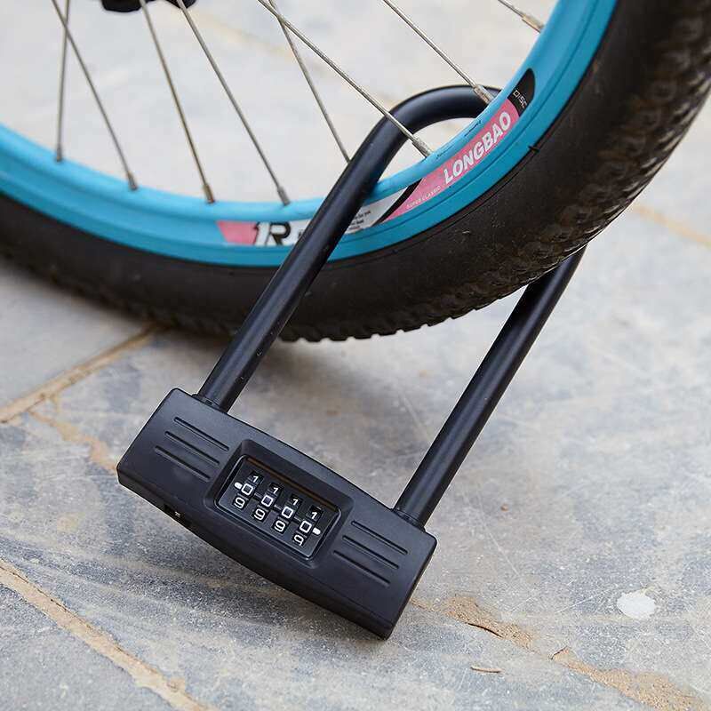 Bicycle lock U type anti theft four digit combination lock w图片