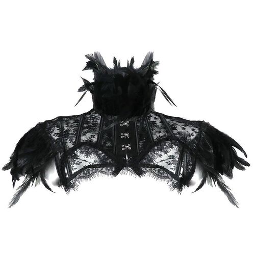 Vintage Punk Goth Feather Collar Shoulder Women Lace Bolero