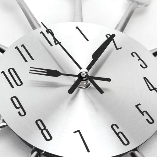 Cutlery Metal Kitchen Wall Clock Spoon Fork Creative Quartz