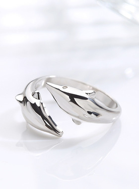 Smooth Surface Cute Animal Dolphin Adjustable Ring Silver Co