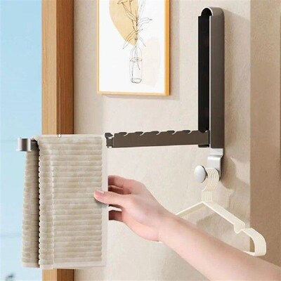 Retractable Rod Laundry Rack Folding Clothes Drying Rack