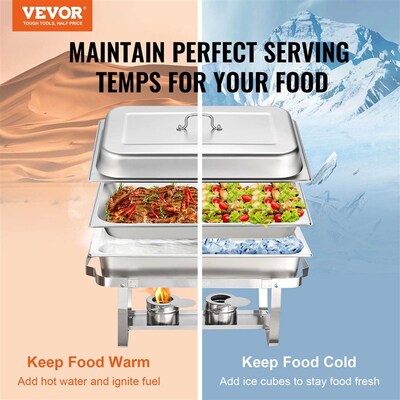 8QT 2 Pack Chafing Dish Buffet Set Stainless Chafer w/ 2 Ful