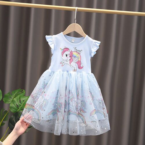 Girls Clothes 2023 New Summer Princess Dresses Flying Sleeve