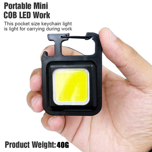 Portable Flashlight Keychain Mini LED Light Glare COB USB Ch