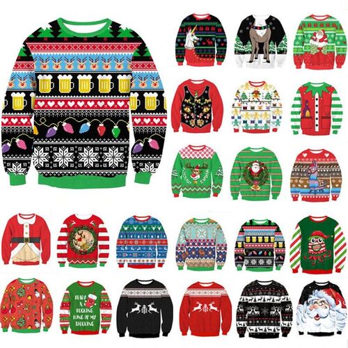 Men Women Ugly Christmas Sweater Pullover Xmas Jumper Tops 3