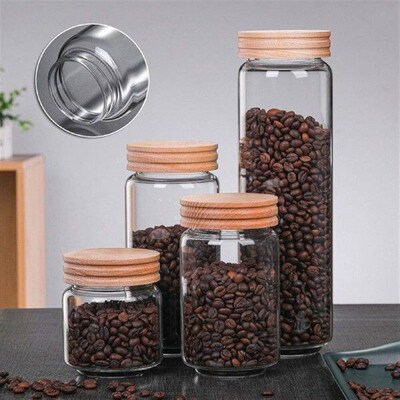 Clear Storage Jar Decorative Sealed with Airtight Lids