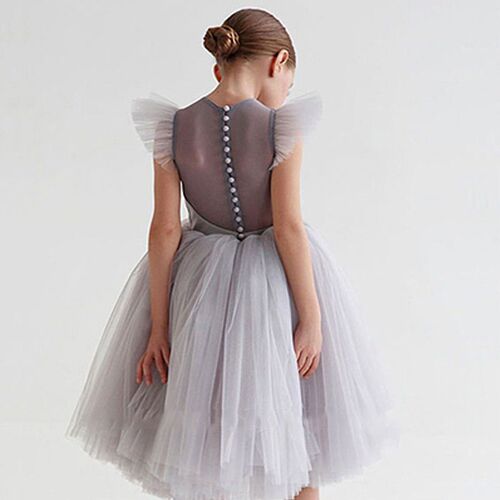 Girls Princess Dress Sequins White Lace Tulle Wedding Birthd