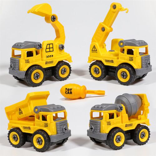 4pcs Kids DIY Construction Toys Engineering Car Fire Truck S