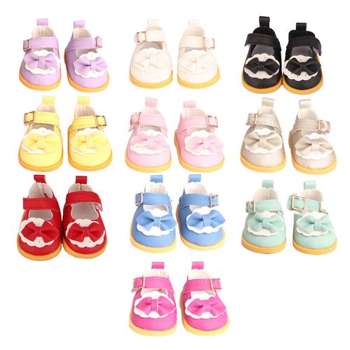 1/6 Cute 5cm PU Leather Bow Doil Shoes Boots For 14 Inch Ame