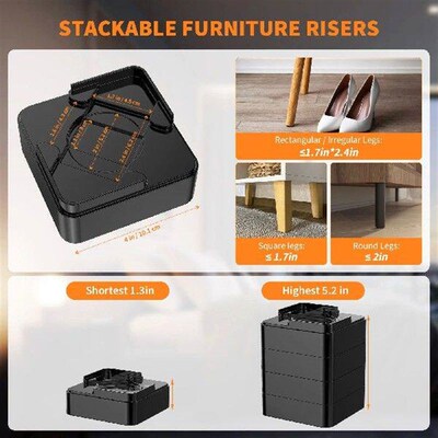 Bed Frame Furniture Leg Supports Stackable Risers Sofa Pads