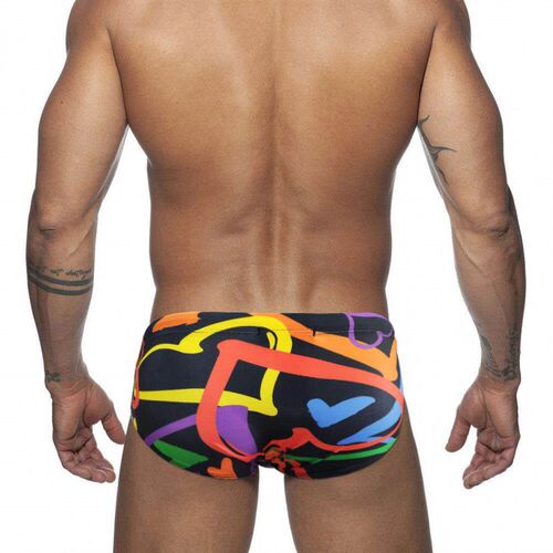 Mens Graffiti Colorful Lines Love Triangle Swimming Pants