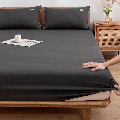 soft bed sheets fitted sheet cotton seRt 床垫套 纯色床笠床单