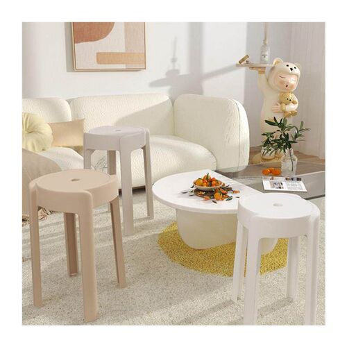 Nordic round stool plastic adult stackable high table chair1