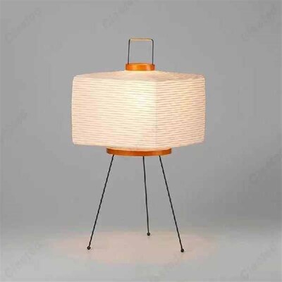 Simple Atmosphere LED Square Rice Paper Table Lamp Living