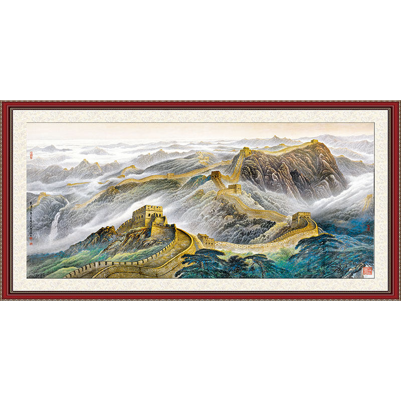 万里长城3d立体自粘装饰画办公背景墙山水画墙纸贴画书房壁画挂画