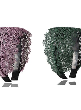 Wide Women Hairband Solid Lace Turban Solid Elastic Hair Ban