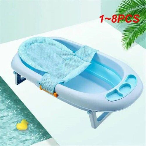 1~8PCS Baby Bathtub Pillow Seat Bath Mat Net Bag Newborn