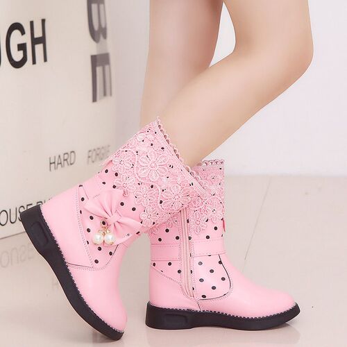 2025 Childrens High Top Cotton Shoes With Bow Pendant Lace