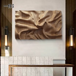现代木雕艺术样板房客厅装饰画立体实物画抽象玄关背景墙装置挂画