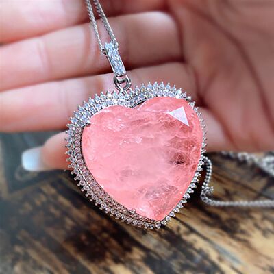 2023 32*32mm Heart Pink Crystal Tourmaline Created Moissanit