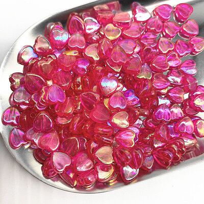 100pcs/lot 8mm Transparent AB Charms Heart Shape Acrylic Bea