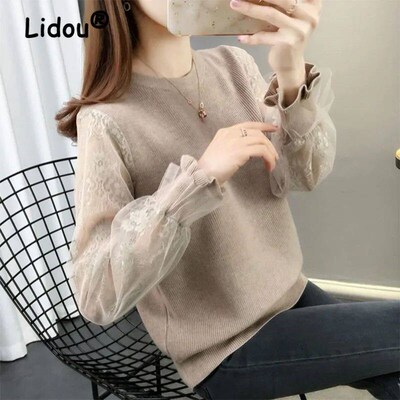 Womens Knitted Butterfly Sleeve Sweater, Elegant Fashion, L