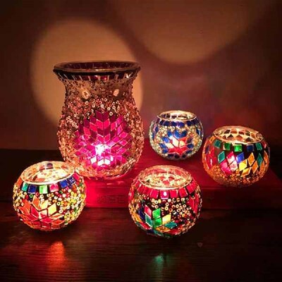 Mosaic Candle Holder Retro Colorful Aroma Burner Bedroom