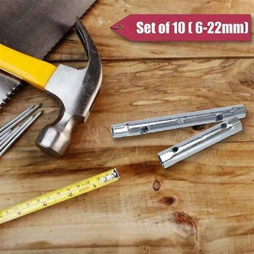 10Pcs 6-22Mm Metric Tubular Box Wrench Set Tube Bar