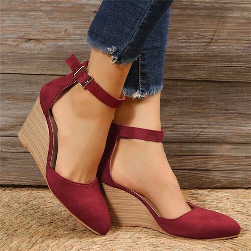 Fashion Women High Heel Sandals Closed Toe Solid Suede