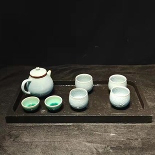 贵州青石茶盘 长方形石茶盘茶洗 壶承天然石材手工品茶室茶桌茶具