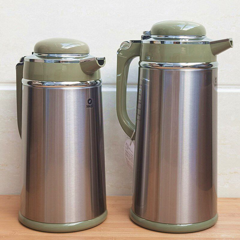 清水便携不锈钢保温瓶小型玻璃胆暖壶家用按压热水瓶大容量会议壶