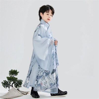 兴业堂2024夏季薄款仙气儿童汉服男童唐宋直裰道袍国学六一演出服