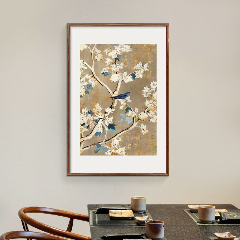 花鸟祥和图新中式玄关装饰画客厅挂画中国风国画餐厅茶室复古壁画