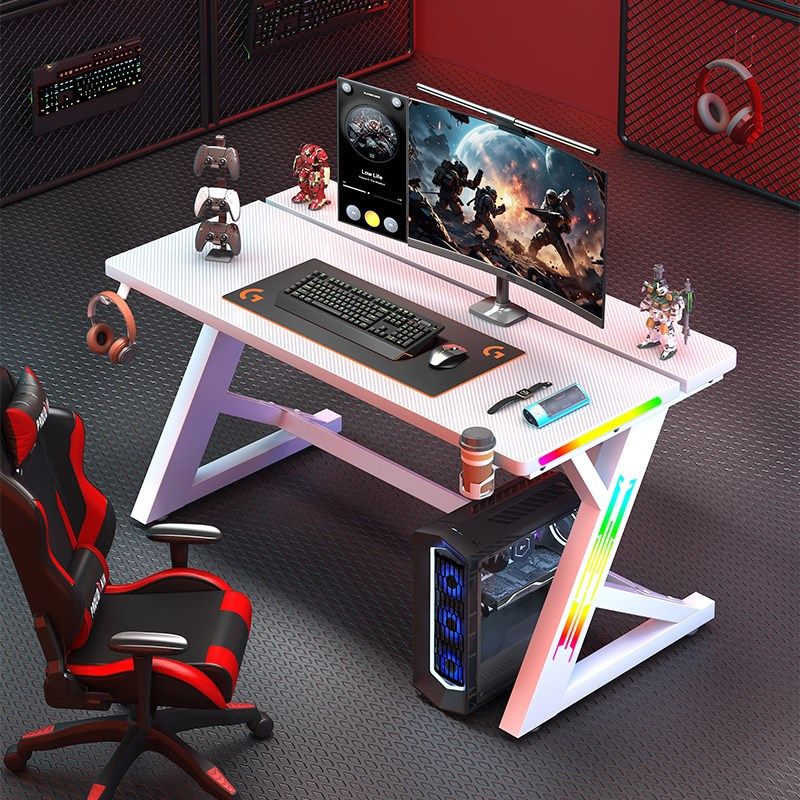 电脑桌台式卧室家用碳纤维加厚电竞桌椅套装网红网吧游戏电竞桌子