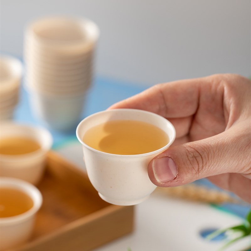 一次性稻壳茶杯个人专用功夫荼杯2023新款一人一杯办公室家用荼杯图片