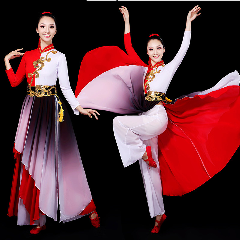 古典舞蹈服演出服中国风我们的脚步舞蹈服伴舞表演服扇子舞秧歌服