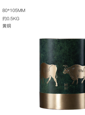 朱炳仁铜艺五牛积福笔筒 中式风格创意文具笔筒 送礼用桌面铜质摆