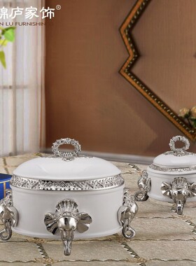 欧式大象首饰盒摆件样板房 收纳盒珠宝盒家居软装饰品卧室摆设