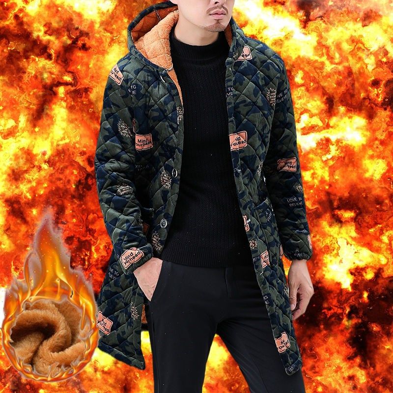 高品质秋冬季男加绒外套加厚工作服棉衣大褂宽松大码罩衣棉服耐脏