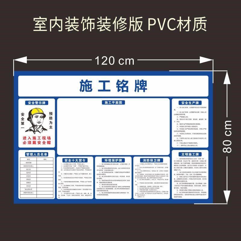 装修装饰公司施工铭牌工地标识牌警示牌工程进度表水电工岗位制度